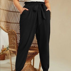 Paper bag skinny leg linen pants!